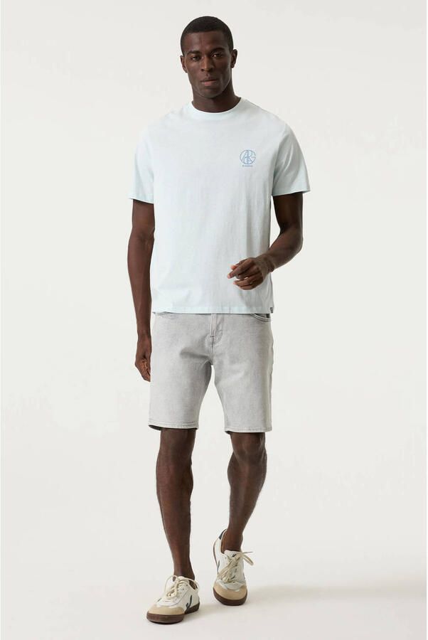 Garcia relaxed T-shirt met logo lichtblauw - Foto 2