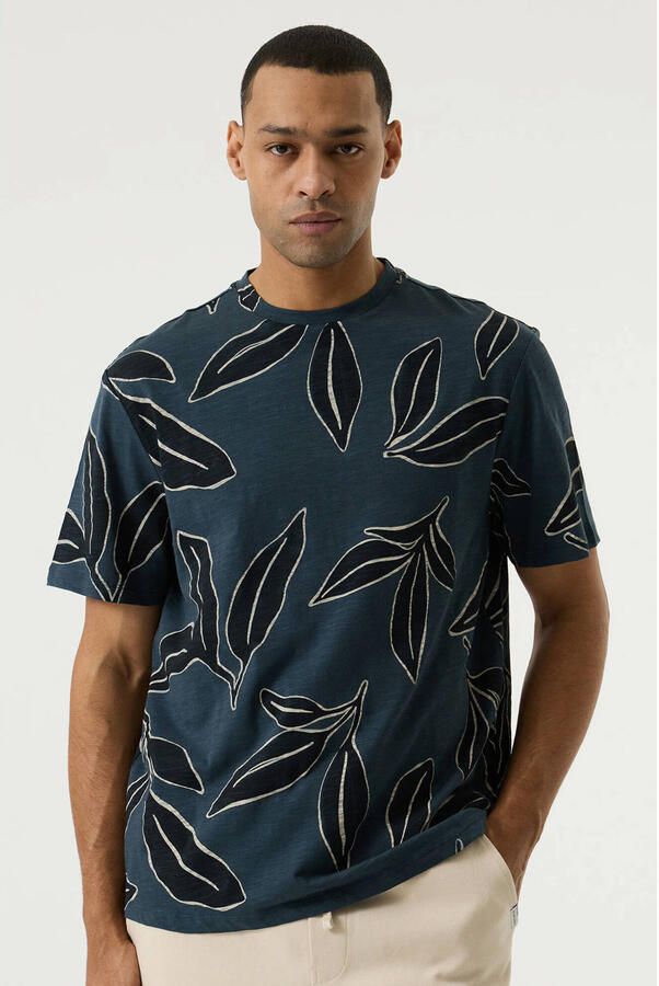 Garcia relaxed T-shirt met print donkerblauw