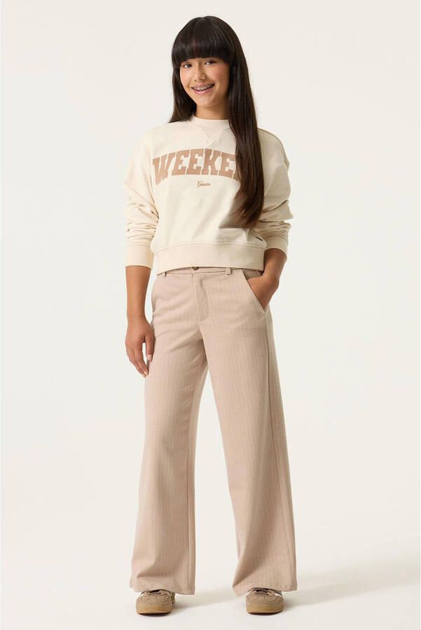 Garcia straight casual broek met krijtstreep beige