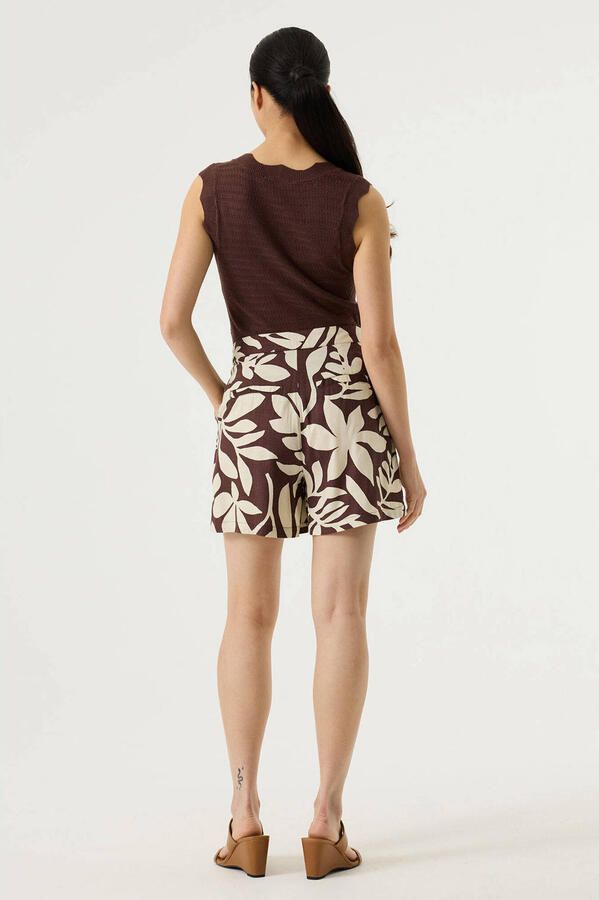 Garcia straight high waist gebloemde casual short donkerbruin - Foto 2