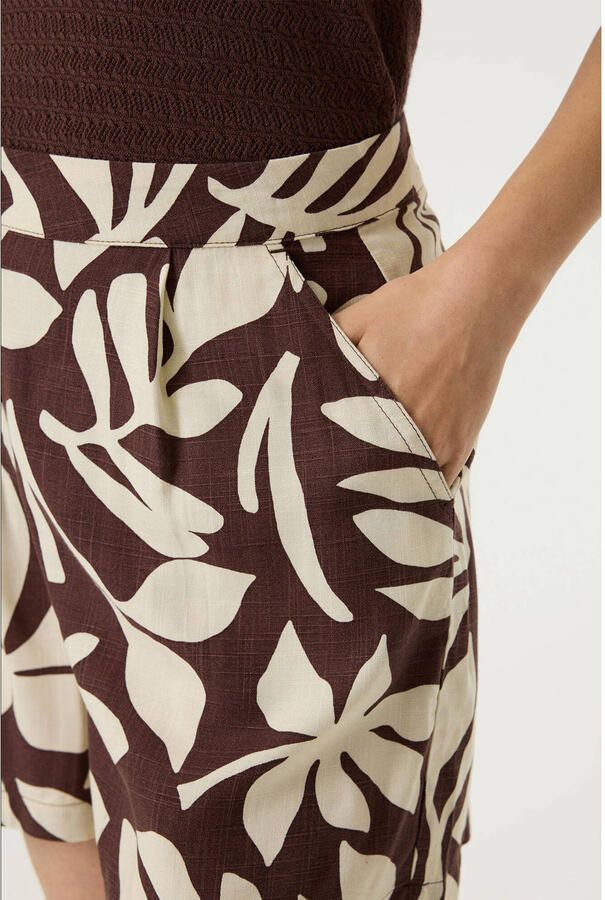 Garcia straight high waist gebloemde casual short donkerbruin - Foto 2