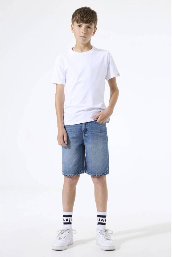 Garcia straight regular waist short medium blue denim