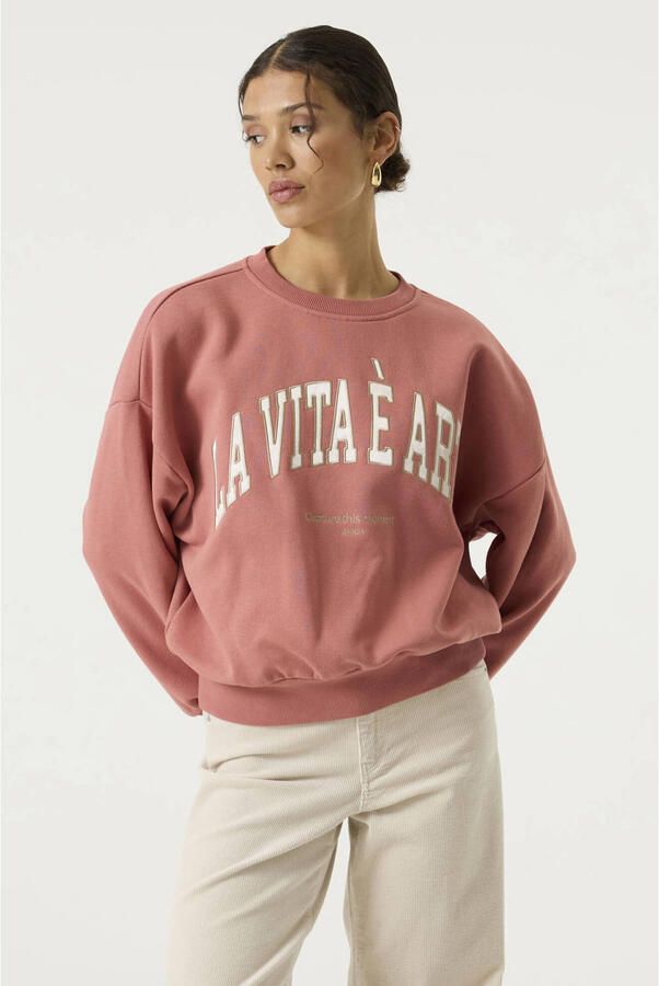 Garcia sweater met print roze