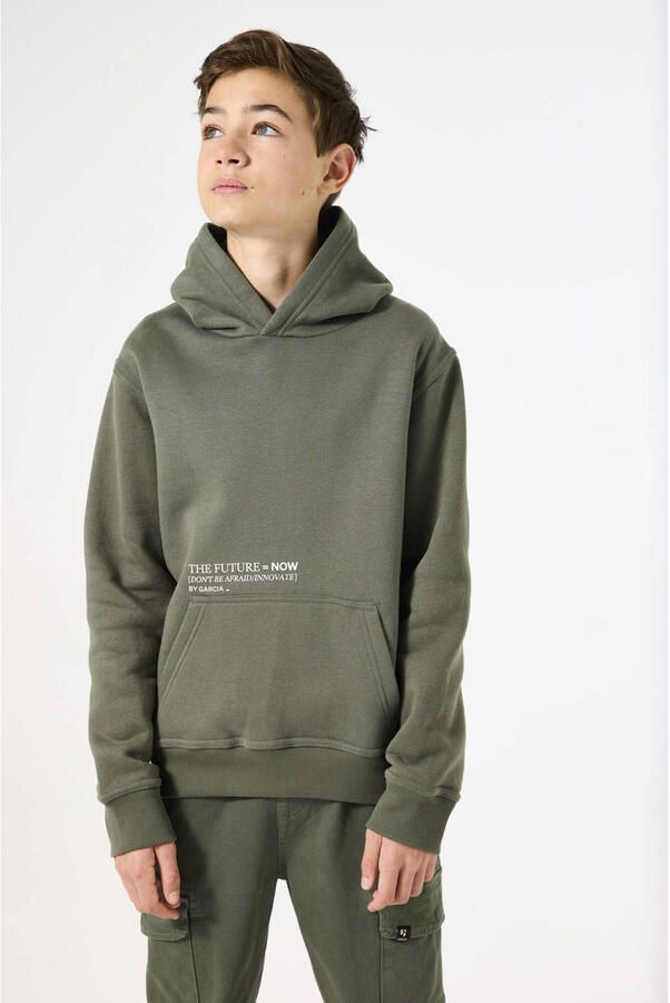 Garcia sweater met printopdruk olijfgroen Printopdruk 128 134 - Foto 3