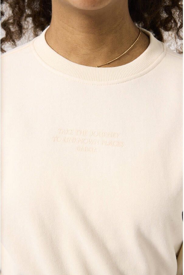Garcia sweater met tekst ecru