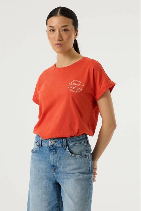 Garcia T-shirt koraalrood
