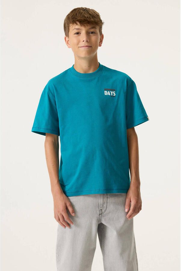 Garcia T-shirt met backprint blauw