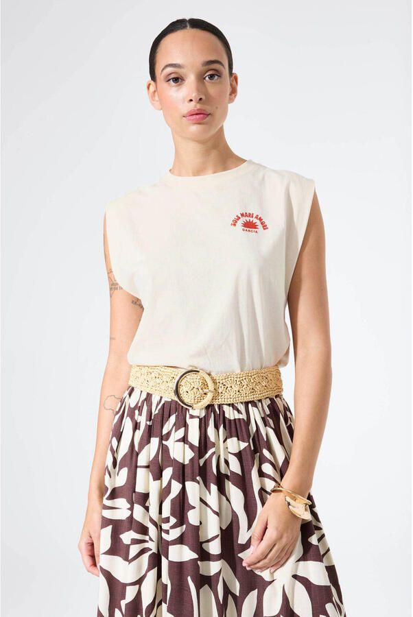 Garcia T-shirt met backprint ecru