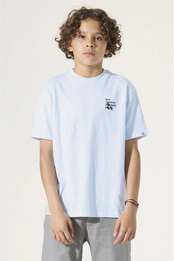 Garcia T-shirt met backprint lichtblauw