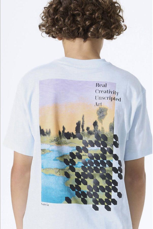Garcia T-shirt met backprint lichtblauw - Foto 2