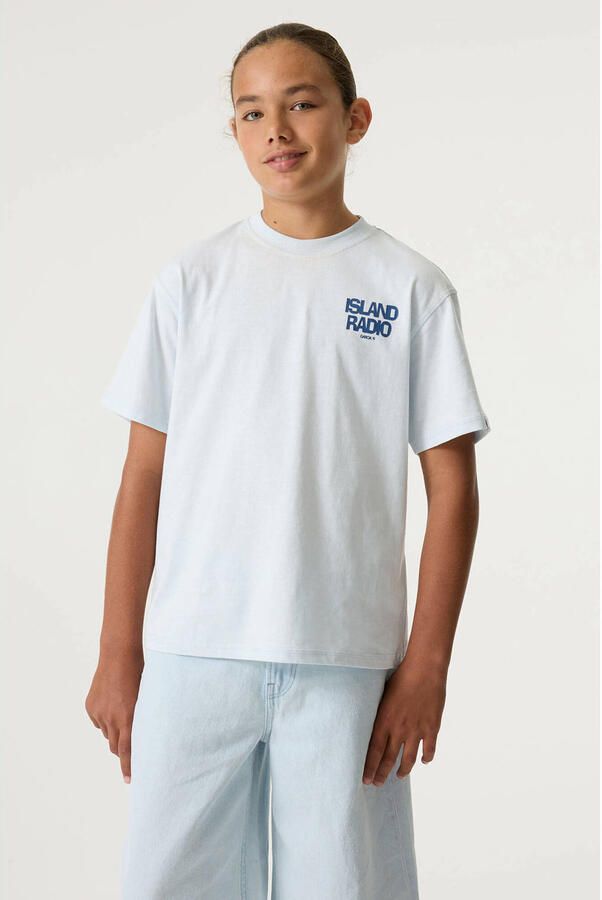 Garcia T-shirt met backprint lichtblauw