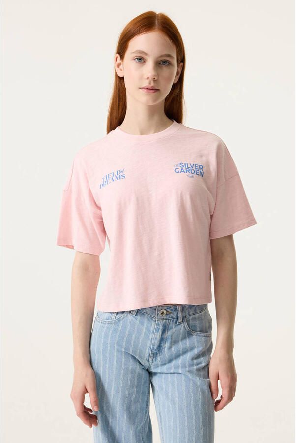 Garcia T-shirt met backprint lichtroze