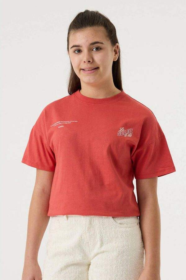 Garcia T-shirt met backprint rood