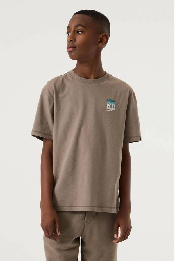 Garcia T-shirt met backprint taupe
