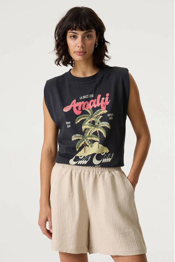 Garcia T-shirt met print antraciet