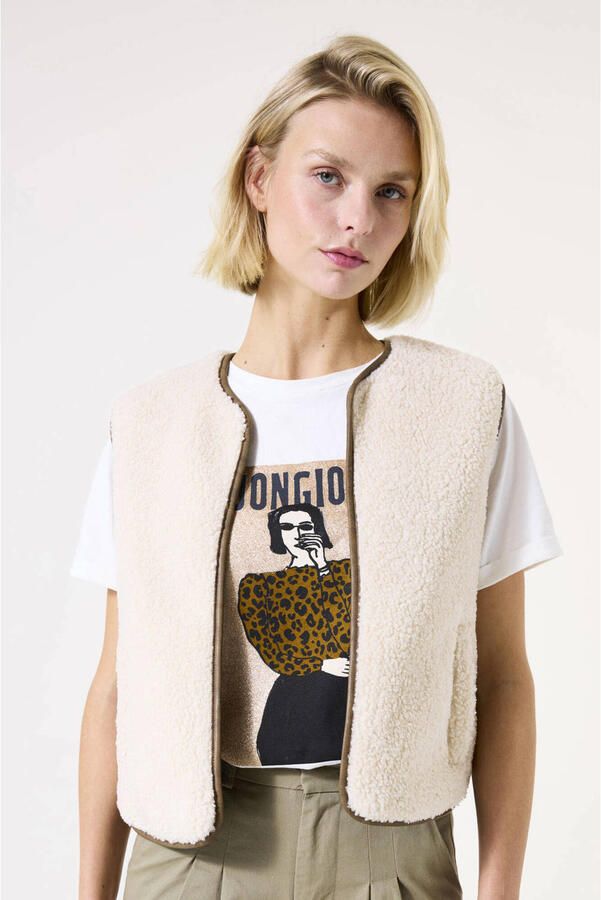 Garcia teddy gilet crème panterprint