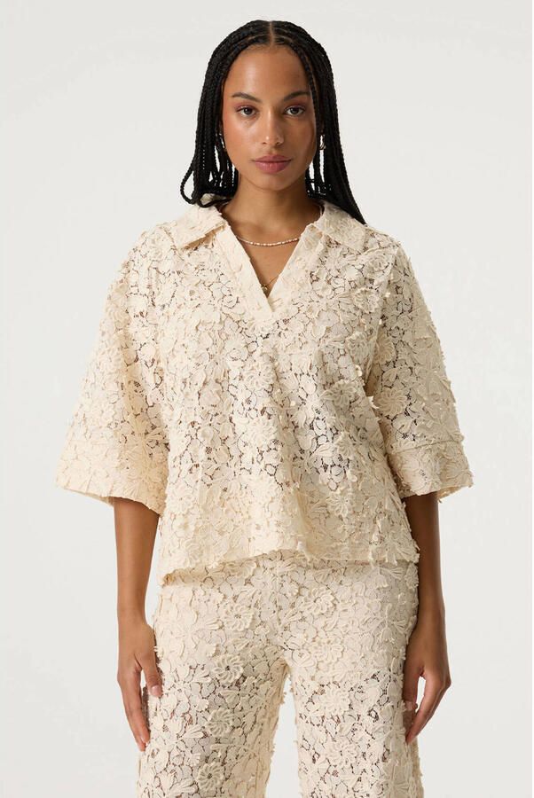 Garcia top broderie beige