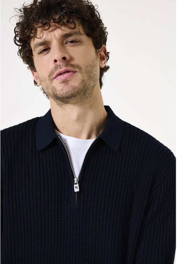 Garcia trui met ingebreid patroon donkerblauw - Foto 1