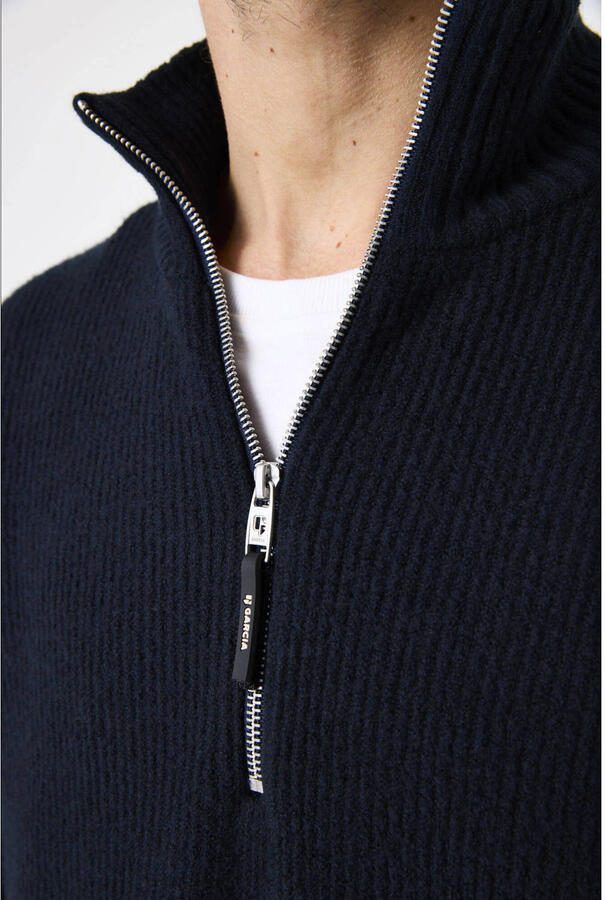 Garcia trui met wol rib gebreid donkerblauw - Foto 2