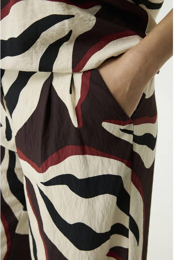 Garcia viscose loose fit pantalon met print bruin - Foto 2