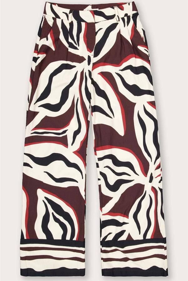 Garcia viscose loose fit pantalon met print bruin - Foto 2