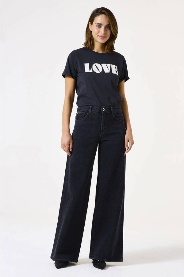 Garcia waist wide leg jeans black denim - Foto 3