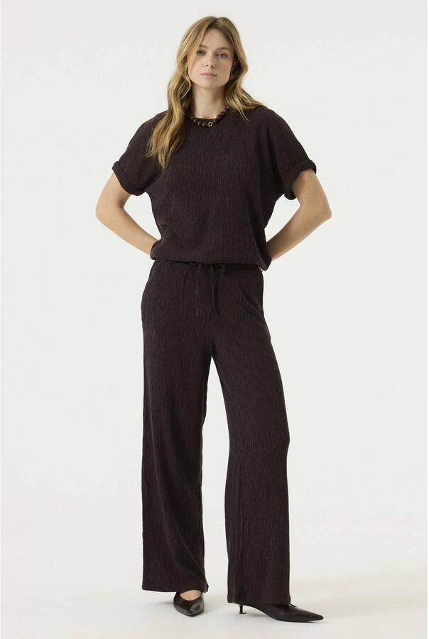Garcia wide leg broek donkerbruin