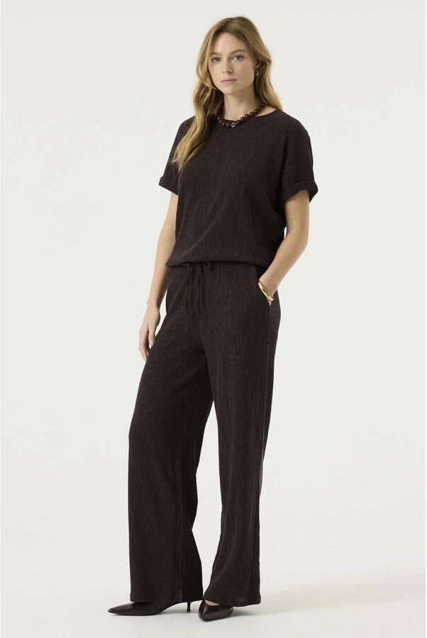Garcia wide leg broek donkerbruin - Foto 2