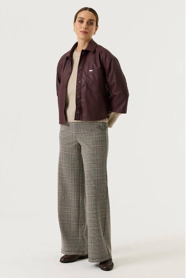 Garcia wide leg geruite broek zwart meerkleurig - Foto 3