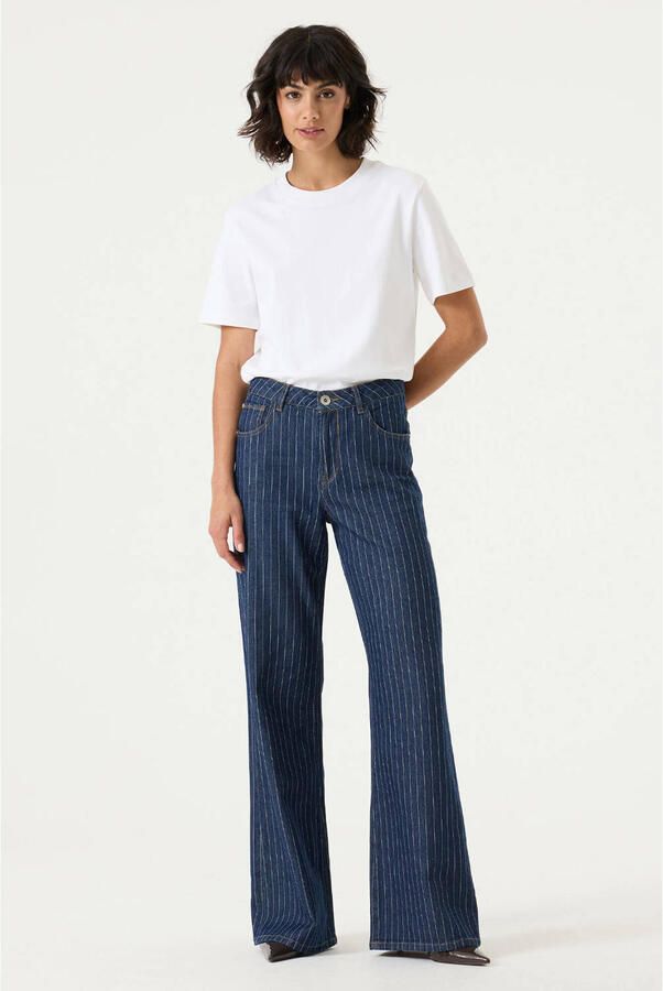 Garcia wide leg gestreepte jeans donkerblauw - Foto 2