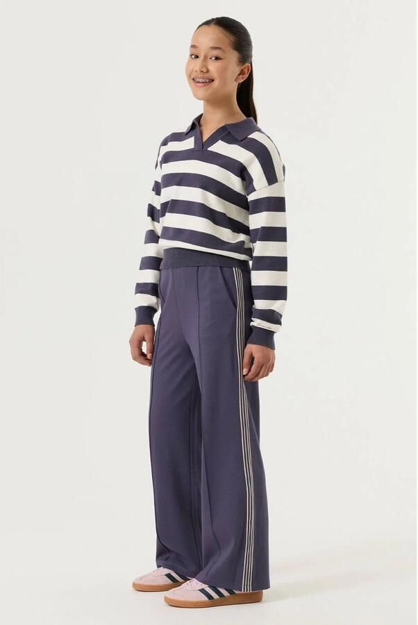 Garcia wide leg gestreepte joggingbroek paars wit Meisjes Viscose Streep - Foto 2