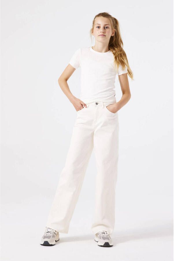 Garcia wide leg high waist jeans wit