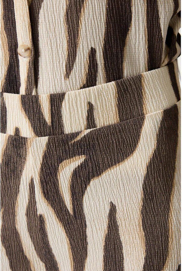 Garcia wide leg regular waist broek met zebraprint ecru - Foto 2