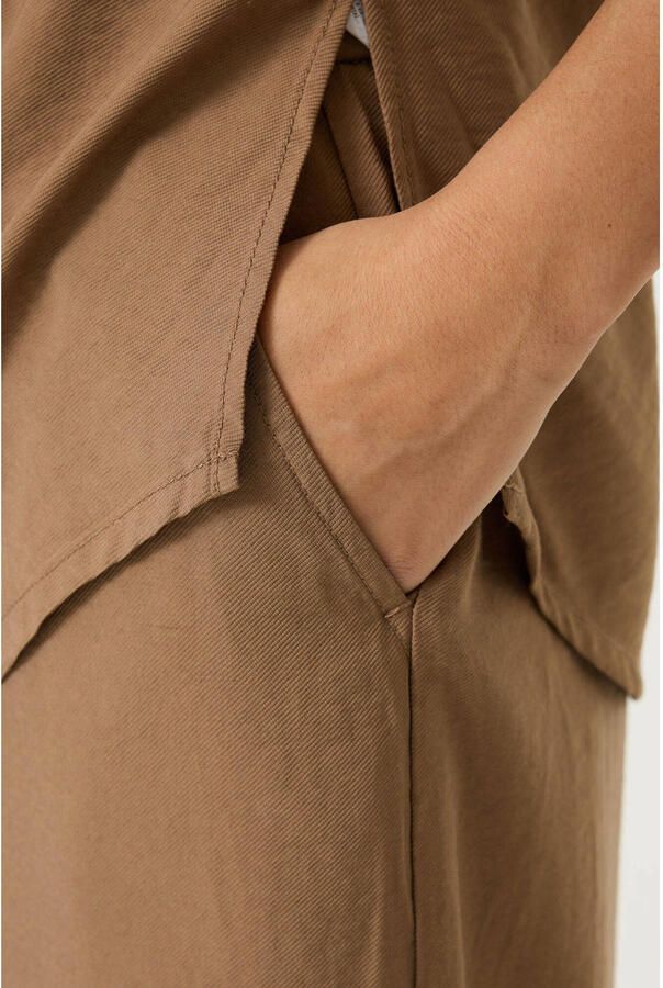 Garcia wide leg regular waist broek taupe - Foto 2