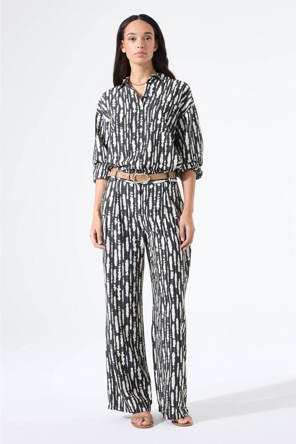 Garcia wide leg regular waist broek zwart