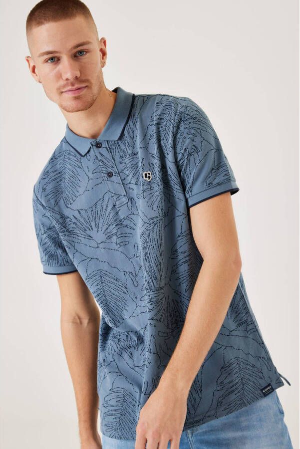 Garcia polo met all over print stone blue