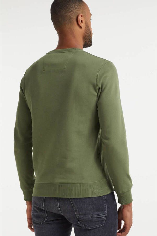Garcia sweater van biologisch katoen washed army