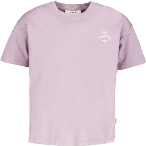 Garcia T-shirt lila Paars Meisjes Katoen Ronde hals 140 146
