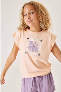 Garcia T-shirt met printopdruk zalmroze