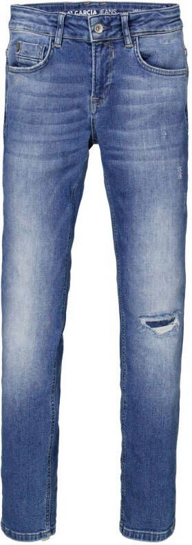 Garcia tapered fit jeans Laszlo 350 vintage used Blauw Jongens Stretchdenim 176
