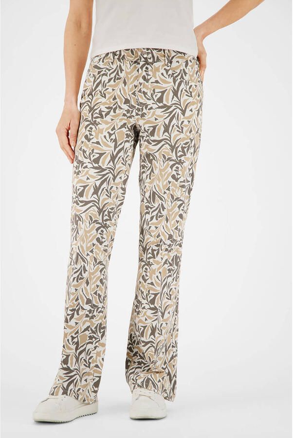 Gardeur denim regular waist flared broek beige