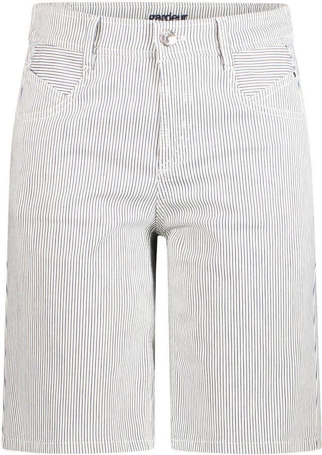 Gardeur denim slim regular waist bermuda short met krijtstreep blauw