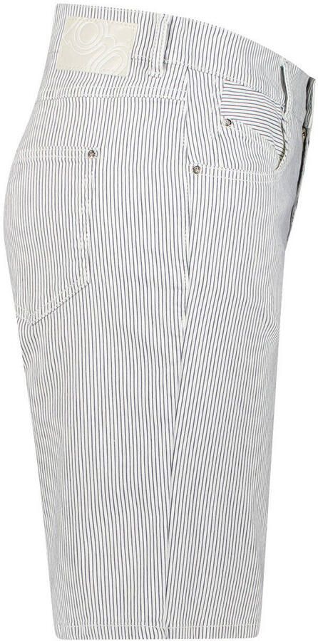 Gardeur denim slim regular waist bermuda short met krijtstreep blauw - Foto 3