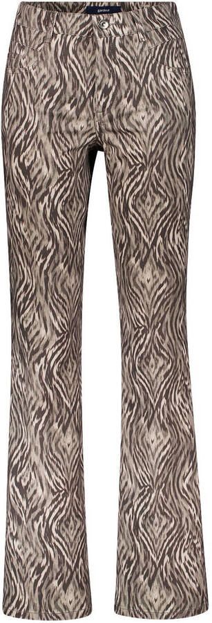 Gardeur flared broek met print taupe
