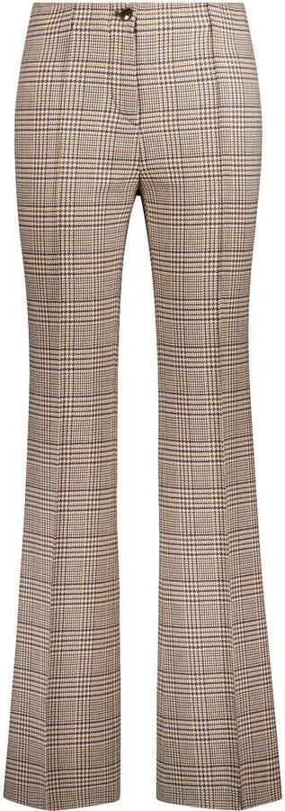 Gardeur flared geruite broek camel