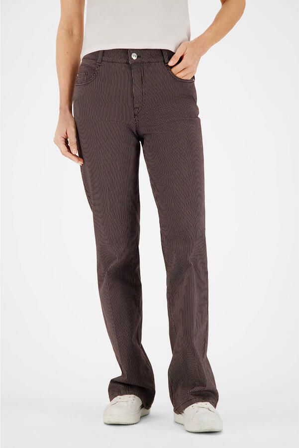 Gardeur flared jeans met krijtstreep donkerbruin