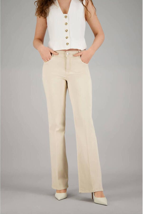 Gardeur flared regular waist broek zand