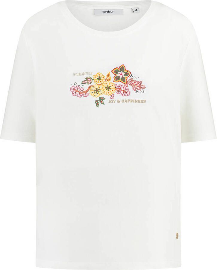 Gardeur gebloemd T-shirt wit