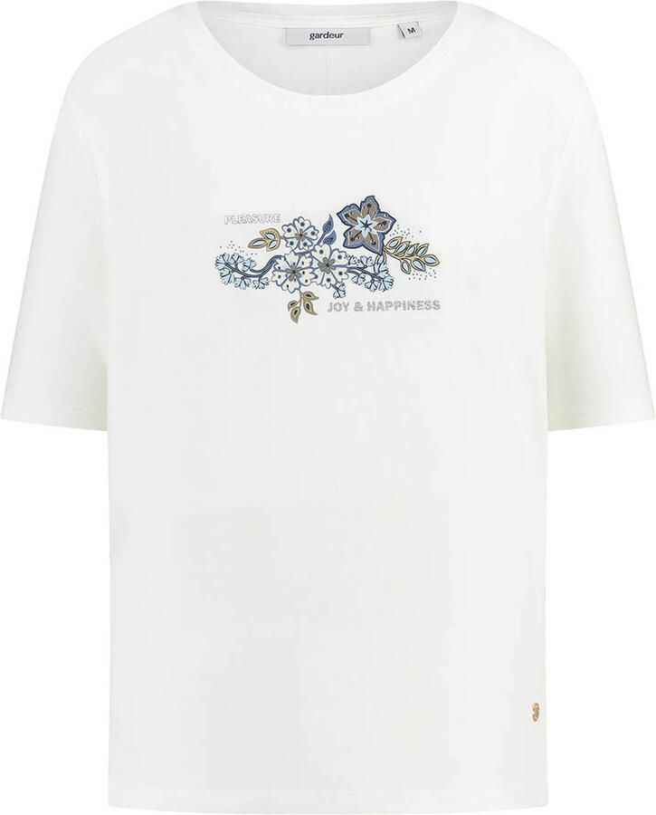 Gardeur gebloemd T-shirt wit