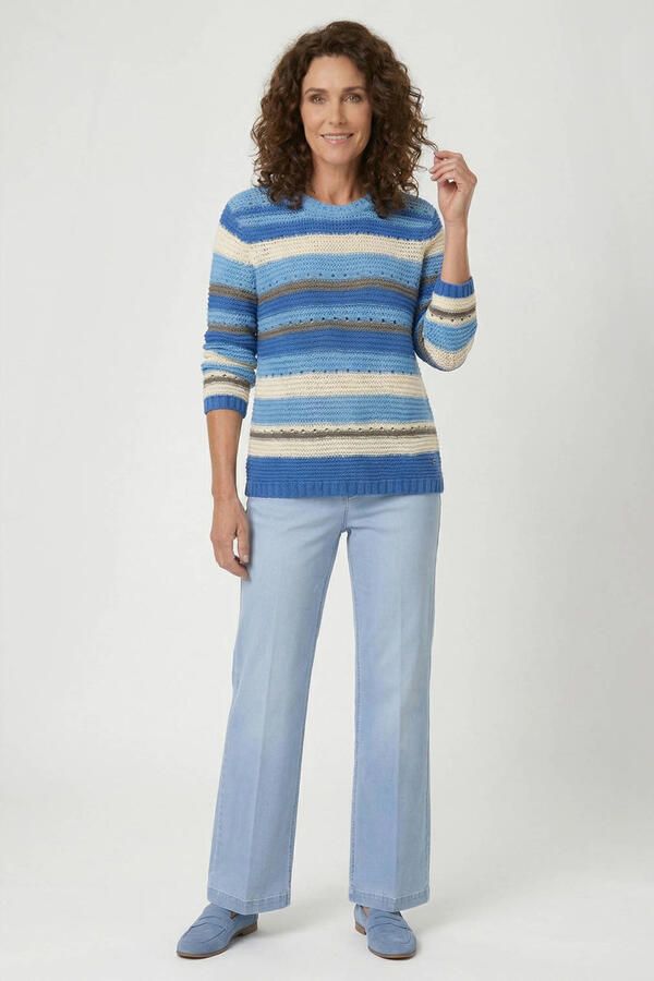 Gardeur gestreepte pullover gebreid blauw